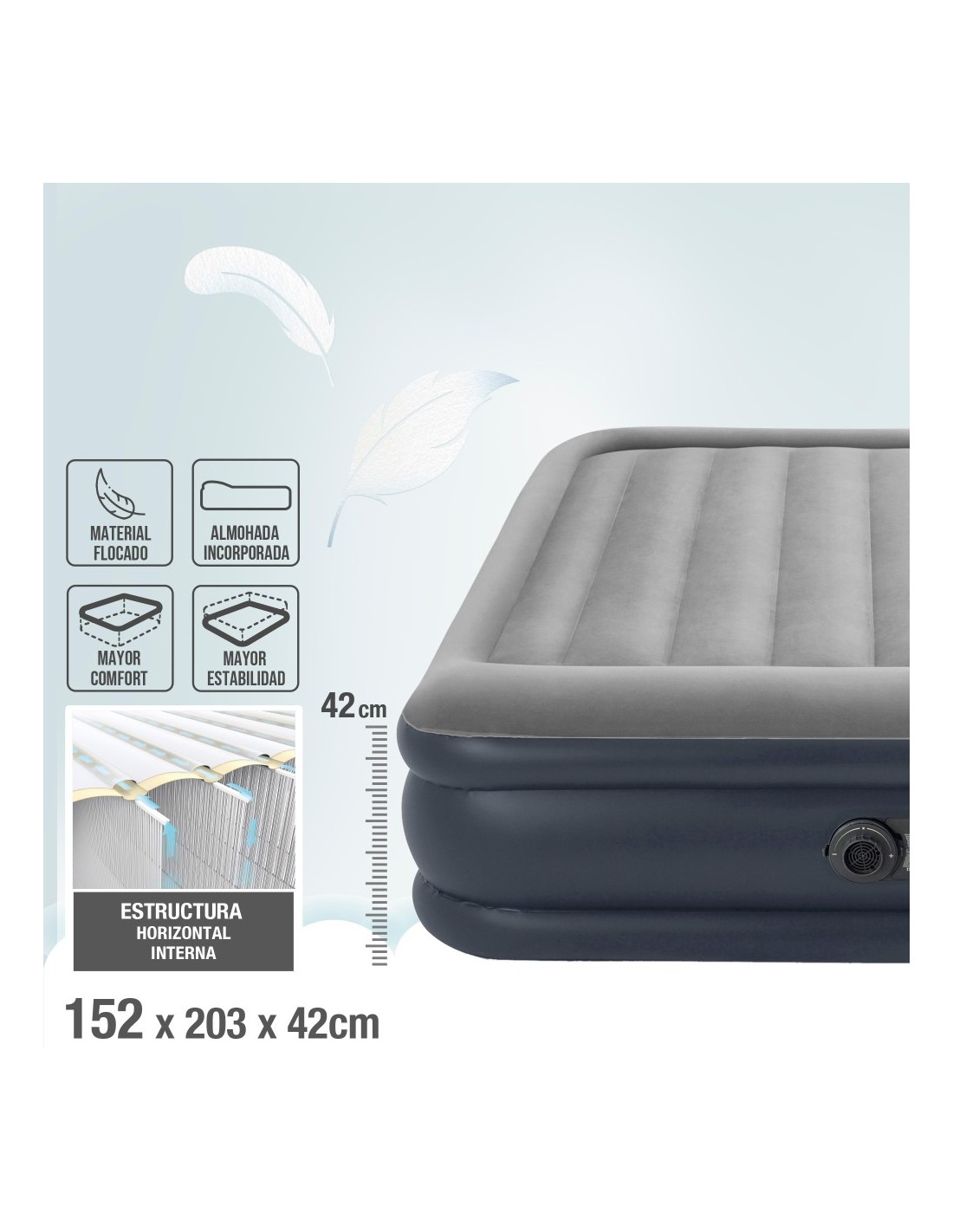 Colchón hinchable de dos plazas Pillow Rest Deluxe Intex 64136 - Comprar